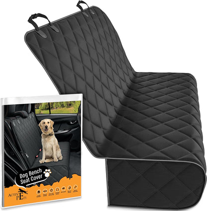 Fabric Car Bench Dog Seat Cover for Back Seat, Waterproof Vehicle Seat Covers, Durable Scratch Proof Nonslip, Protector for Pet Fur & Mud, Washable - Black